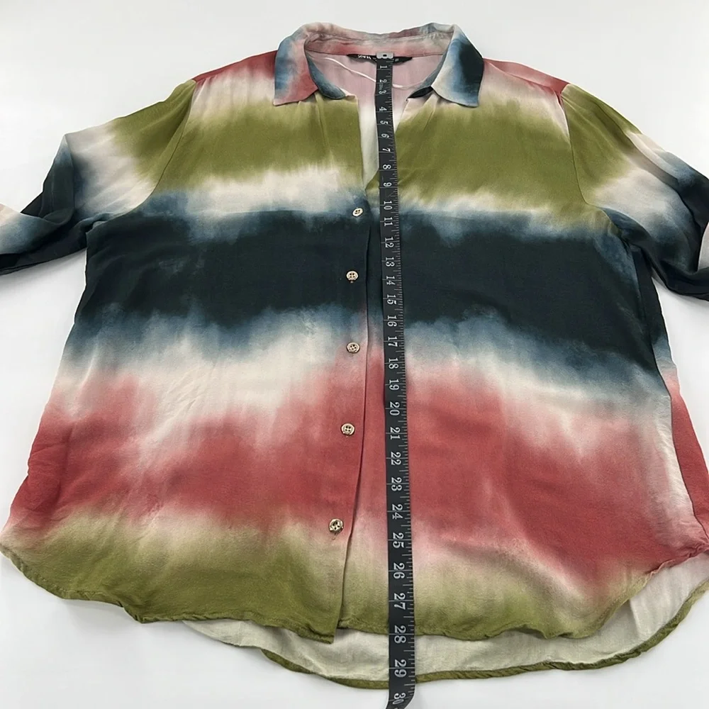 Zara womens Multicolor Tie-Dye dopamine viscose Shirt XL - Picture 6 of 8